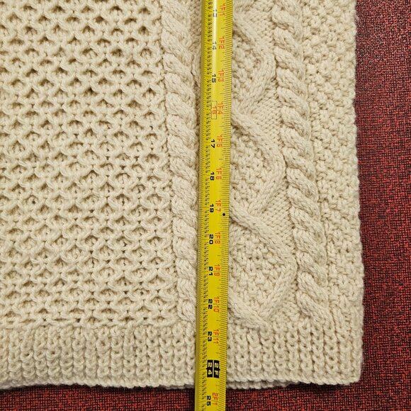 Sheila Handknits Irish Fisherman Sweater S New Wool Cable Knit Beige Chunky - Picture 7 of 7